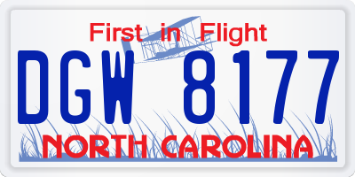 NC license plate DGW8177