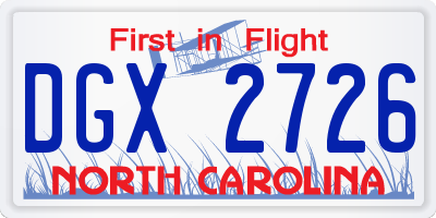 NC license plate DGX2726