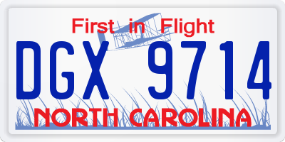NC license plate DGX9714