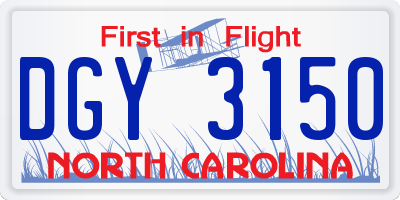 NC license plate DGY3150
