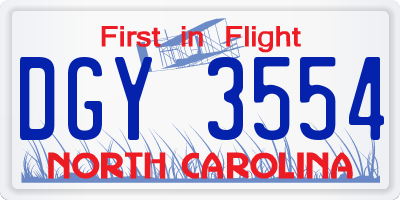 NC license plate DGY3554