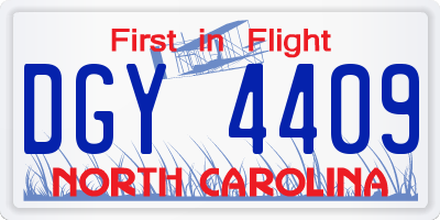 NC license plate DGY4409