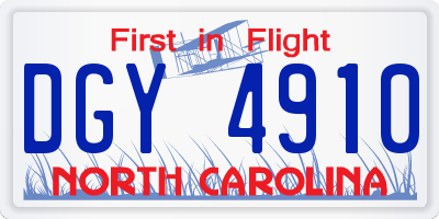 NC license plate DGY4910