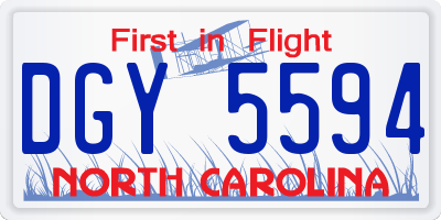 NC license plate DGY5594