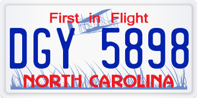 NC license plate DGY5898