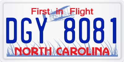 NC license plate DGY8081