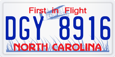 NC license plate DGY8916