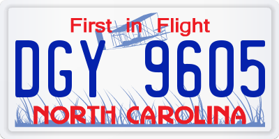 NC license plate DGY9605