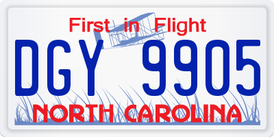 NC license plate DGY9905