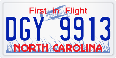 NC license plate DGY9913