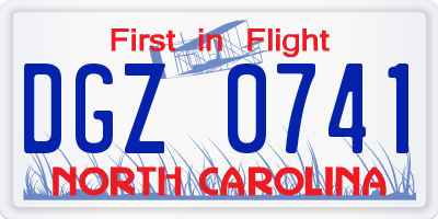 NC license plate DGZ0741