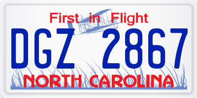 NC license plate DGZ2867
