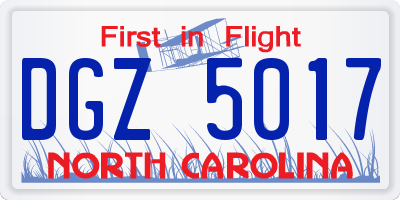 NC license plate DGZ5017