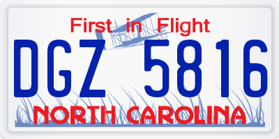 NC license plate DGZ5816