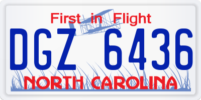 NC license plate DGZ6436