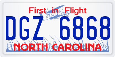 NC license plate DGZ6868