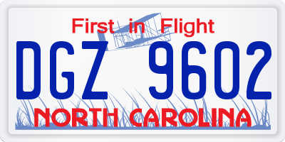 NC license plate DGZ9602