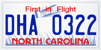 NC license plate DHA0322