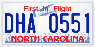 NC license plate DHA0551