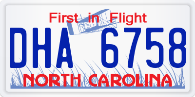 NC license plate DHA6758
