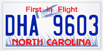 NC license plate DHA9603