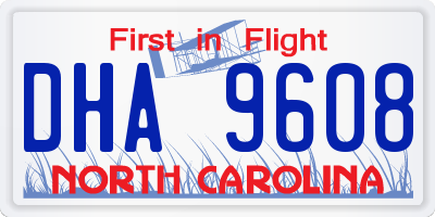 NC license plate DHA9608