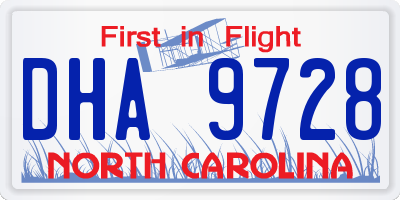 NC license plate DHA9728