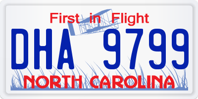 NC license plate DHA9799