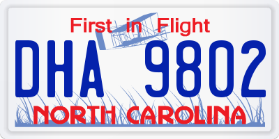 NC license plate DHA9802