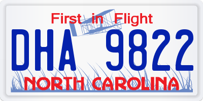 NC license plate DHA9822
