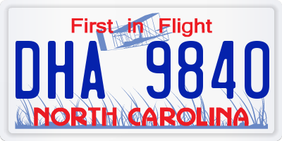 NC license plate DHA9840