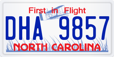 NC license plate DHA9857