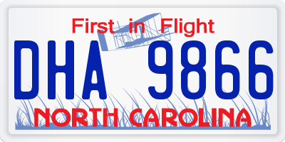 NC license plate DHA9866
