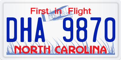 NC license plate DHA9870