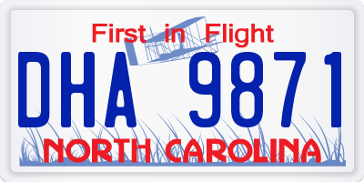 NC license plate DHA9871