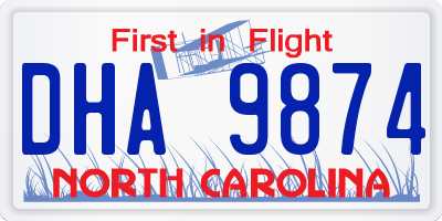 NC license plate DHA9874