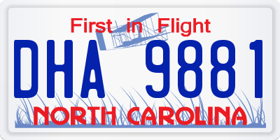 NC license plate DHA9881