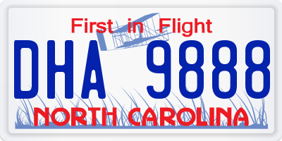 NC license plate DHA9888