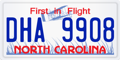 NC license plate DHA9908