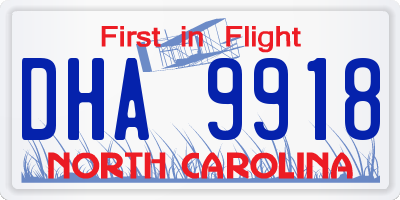 NC license plate DHA9918
