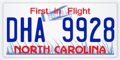 NC license plate DHA9928