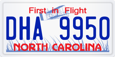 NC license plate DHA9950