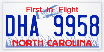 NC license plate DHA9958
