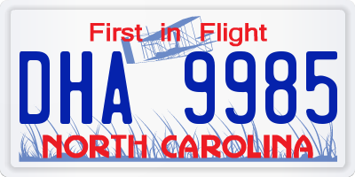 NC license plate DHA9985