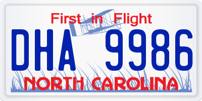 NC license plate DHA9986