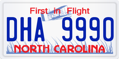NC license plate DHA9990