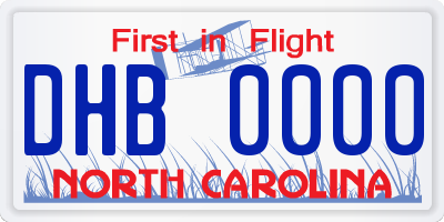 NC license plate DHB0000