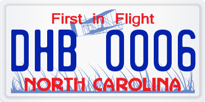 NC license plate DHB0006