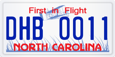 NC license plate DHB0011