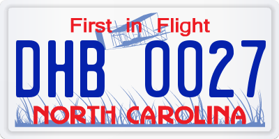 NC license plate DHB0027